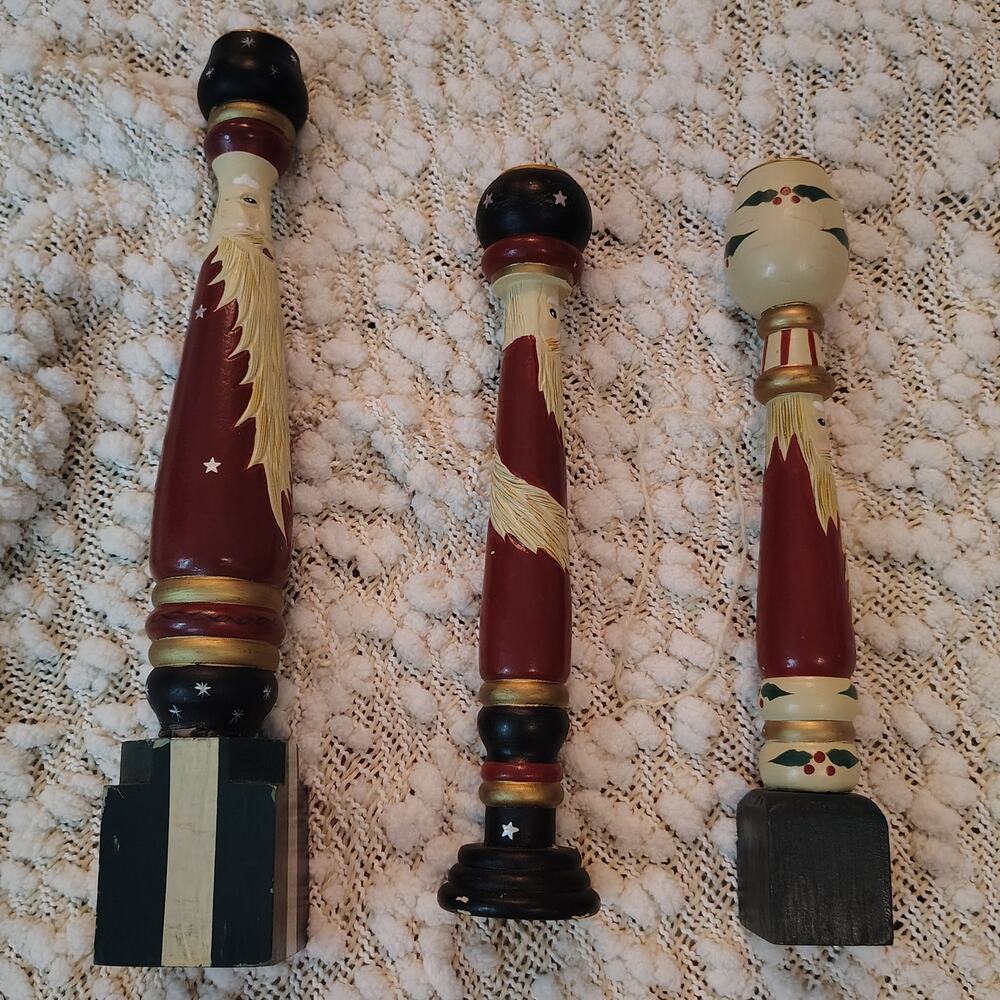 Vintage 3 Santa Candlestick Set 1995 House of Lloyd Christmas Around the World - Picture 5 of 10